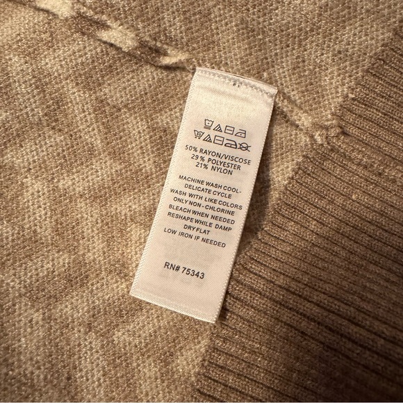 JOIE Cardigan Womens Large Tan Cheveron open front Long sleeves Sweater size 2X - Picture 7 of 7